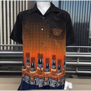 Jack Daniels Dragonfly Shirt Mens Medium Black Whiskey Border Print Vintage Y2K